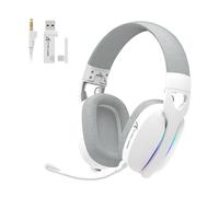 MAMBASNAKE x Attack Shark L90 Auriculares inalámbricos para Juegos ultraligeros y Plegables, Sonido Envolvente 7.1, BT5.3/2.4Ghz/con Cable, RGB, Controladores de 40 mm, para PC/PS4/Switch/Xbox-blanco