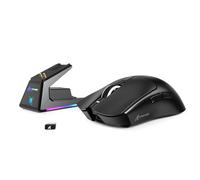 MAMBASNAKE x Attack Shark X1 Ratón Ligero para Juegos FPS con Base de Carga, 49g Superlight, Sensor PAW3395 Pro 40K dpi, Tasa de Sondeo de 1000Hz, BT/2,4G Inalámbrico/Cable, PC/Mac - Negro