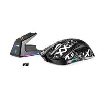 MAMBASNAKE x Attack Shark X1 Ratón Ligero para Juegos FPS con Base de Carga & Grip Tape, 49g Superlight, Sensor PAW3395 Pro 40K dpi, Tasa de Sondeo de 1000 Hz, BT/2,4G Wireless/Cable, PC/Mac - Negro