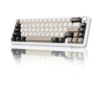 MAMBASNAKE X Attack Shark X66 Teclado Mecánico Inalámbrico Al 65% con Perilla, Teclado para Juegos RGB con Intercambiables En Caliente 60%, BT/2,4 G/USB-C, Interruptor Lineal, Teclas PBT-White Cheese