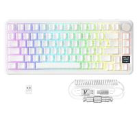 MAMBASNAKE x ATTACK SHARK X85PRO Teclado Mecánico con Junta, Teclado para Juegos 75% Inalámbrico con TFT Screen y Knob, PBT Side-Printed Keycap, 2,4Ghz/BT5.1/USB-C, Hot-Swap Linear Switch, para PC,MAC