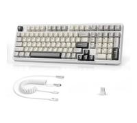 MAMBASNAKE x Attack Shark X98 - Teclado mecánico con 102 Teclas, inalámbrico para Juegos con Cable en Espiral, trimodo 2.4G/BT/USB-C, Intercambiable en Caliente, RGB, NKRO para Windows/Mac (Blanco)