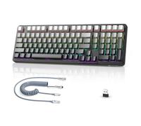 MAMBASNAKE x Attack Shark X98 - Teclado mecánico con 102 Teclas, inalámbrico para Juegos con Cable en Espiral, 2.4 G/BT/USB-C, Intercambiable en Caliente, RGB, NKRO para Windows/Mac (Moonnight)