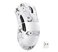 MAMBASNAKE X ATTACKSHARK V3 Ratón inalámbrico para Juegos con Cinta,diseño Dividido para diestros,Ligero 65g,hasta 25000 PPP,1000Hz,Sensor PAW3311,2,4G/BT/con Cable,500mAh,Controlador Web-Blanco