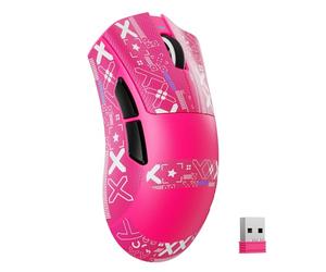 MAMBASNAKE X ATTACKSHARK V3 Ratón inalámbrico para Juegos con Cinta,diseño Dividido para diestros,Ligero 65g,hasta 25000 PPP,1000Hz,Sensor PAW3311,2,4G/BT/con Cable,500mAh,Controlador Web-Rojo Baya