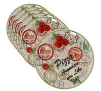 MamboCat Juego de 6 platos para pizza Moskau, color verde, diámetro de 33 cm, grande, para 6 personas, platos con motivos y texto, decorados, para pizzas o para servir