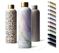 MAMEIDO Botella termica 500 ml, Botella agua acero inoxidable antigoteo, Botella agua termica sin BPA, Botella termo para bebidas frías y calientes (Pearl Marble Gold)