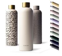 MAMEIDO Botella termica 750 ml (Ivory Beige Gold) | 12h caliente/24h frío, antigoteo y sin BPA, apta para bebidas con gas - botella agua acero inoxidable para deporte o escuela