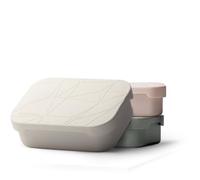 MAMEIDO Fiambrera acero inoxidable 1200 ml, compartimentos flexibles y tapa de silicona, lunch box adultos, bento box kids, lonchera para niños (Ivory Beige)