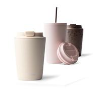 MAMEIDO Termo Cafe 350 ml, Vaso Termico Antigoteo, Taza Termica acero inox sin BPA, Vaso Termo Cafe para llevar (Ivory Beige)