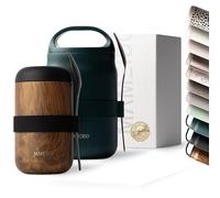 MAMEIDO Termo para Comida 500 ml, Taza Aislada de Acero Inoxidable para Alimentos sin BPA para muesli, helado y sopa (Oak Wood)