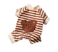 Mameluco a rayas para mascotas, lindo patrón de dibujos animados, camisa de gatito, cachorro, pijamas de cuatro patas, ropa para el hogar (color: oso marrón 1, talla: XXL)