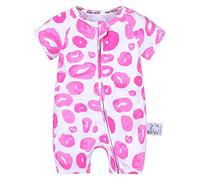 Mameluco Bebé Monos, Recien Nacido Niñas Verano Pelele de Algodón Body Manga Corta,Estampado Rosado Bodies Bebés,Una Pieza,Jumpsuit Pijama (80cm,Labios Rosados)