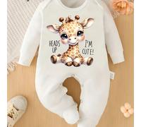 Mameluco con pies para recién nacido, ropa de bebé 0 a 3 meses con estampado de cervatillo de dibujos animados ", soy adorable", traje de gateo para todas , regalo de embarazo, para exteriores