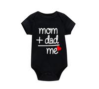 Mameluco de algodón para bebé con estampado de letras "Mom Dad Me", trajes de recién nacido, de manga corta, cuello redondo, suave, cómodo, con botones, transpirable (B, 18-24 meses)