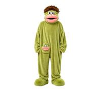 Mameluco divertido con capucha de monstruo verde para niños y niñas, forro polar de felpa ultrasuave, ropa de descanso de una pieza, ropa de hogar tonta para niños y niñas