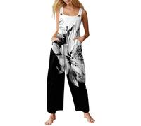 Mameluco suelto para mujer, talla grande, pantalones cortos largos para mujer, overol de pierna ancha, overol holgado de talla grande, overol de verano con flores para mujer, overol holgado para mujer
