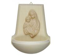 MaMeMi Benditera madera con María y Niño Jesús - 11x9 cm | Benditera de pared artesanal | Regalo comunión, bautizo, firmación, casa nueva