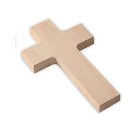 MaMeMi Cruz de pared de madera - Cruz para pintar y diseñar, haya natural, bordes ligeramente biselados