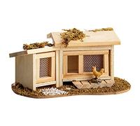 MaMeMi Establo para Conejos y gallinas [Aprox. 6 cm de Alto, 14 cm de Ancho, 8 cm de Profundidad, Hecho a Mano], Accesorios para pesebres, Accesorios para pesebres de Navidad/Animales de pesebres