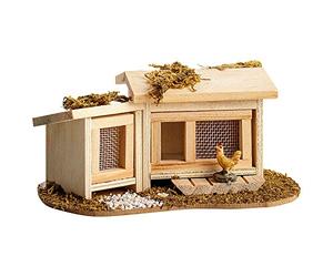 MaMeMi Establo para Conejos y gallinas [Aprox. 6 cm de Alto, 14 cm de Ancho, 8 cm de Profundidad, Hecho a Mano], Accesorios para pesebres, Accesorios para pesebres de Navidad/Animales de pesebres