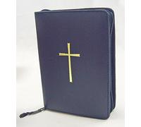 MaMeMi Funda para Libro de Oración - Azul Oscuro, Cuero Sintético con Cremallera - Protección Robusta para Gotteslob, Biblia y Libros Religiosos