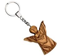 MaMeMi Llavero Ángel de Madera de Olivo 6 cm | Protección, Talismán y Ángel de la Guarda | Hecho a Mano, Artesanía del Tierra Santa | Regalo Religioso
