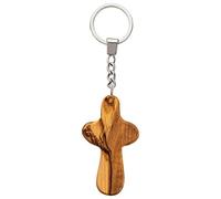 MaMeMi Llavero Cruz de Madera de Olivo - Hecho a Mano en Belén - Símbolo Cristiano, Unisex, Regalo para Comunión, Confirmación o Baptismo