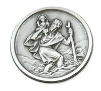 MaMeMi Medalla San Cristóbal Coche Ø 3 cm - Placa Metálica con Imán y Adhesivo - Protector del Conductor y Vehículo - Regalo Cristiano para Automóvil