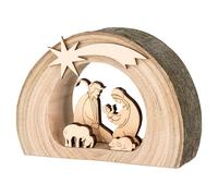 MaMeMi Mini Belén de Madera 8 cm | Nacimiento de Mesa Artesanal del Tirol del Sur con Sagrada Familia y Animales | Decoración Navideña Única | Hecho a Mano | Colección