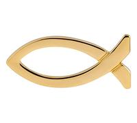 MaMeMi Pin Cristiano Ichthys Dorado - Alfiler Religioso 2 cm para Hombres y Mujeres - Símbolo Pez Cristiano en Tarjeta - Regalo para Comunión, Bautizo y Confirmación