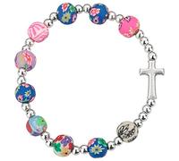 MaMeMi Pulsera con Cruz, Cuentas de Colores