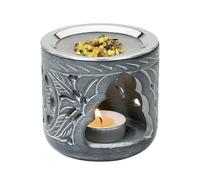 MaMeMi Quemador de Incienso de Piedra Esteatita 10 cm - con Filtro de Acero Inoxidable Extraíble - para Tealight, Incienso, Hierbas y Resinas - Hecho a Mano