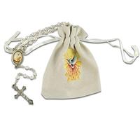 MaMeMi Rosario de comunión Blanco con Cierre en Bolsa de Tela, diseño de Paloma