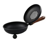 MaMeMi Sartén de Incienso de Hierro 12 cm | con Mango de Madera y Tapa Abatible | para Carbón, Resinas y Hierbas | Hecho a Mano, Artesanía India