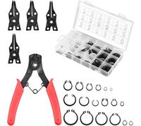 MAMIELIZ 4 Piezas Alicates Circlip con 300 Piezas Circlip Juego Alicates Para Anillos de Seguridad Agarre antideslizante Alicates de Puntas Juego de 2 mm a 32 mm