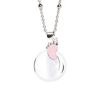 MAMIJUX - Llamador de ángeles con colgante esmaltado en forma de patita y cadena de acero, TU, Plata, Sin gemas.