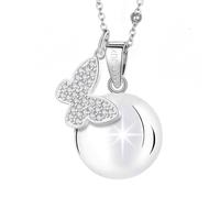 MAMIJUX Llamador de ángeles, mariposa, cristales para mamá, idea de regalo para embarazada, collar de mujer con llamador de ángeles, cadena de acero