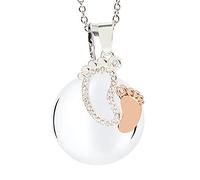 MAMIJUX Llamador de ángeles y pies para mamá, idea de regalo para embarazada, collar de mujer con llamador de ángeles, cadena de acero