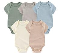 MAMIMAKA Body de manga corta para bebé recién nacido, chaleco de algodón, paquete de 5, 0-12 meses, Body-5, 1 mes