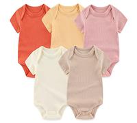 MAMIMAKA Body de manga corta para bebé recién nacido, chaleco de algodón, paquete de 5, 0-12 meses, Body-6, 9 mes