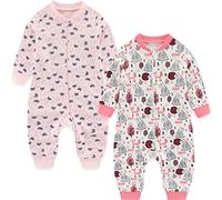 MAMIMAKA - Conjunto de pijama de una pieza para bebé recién nacido, niños y niñas, 2 unidades con cremallera de dos vías con pies para jugar y dormir, 3-6 meses