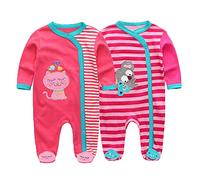 MAMIMAKA Mameluco de algodón para bebé, pijama, mono para niños y niñas, de manga larga, con pies, mono de una pieza, 9-12 meses