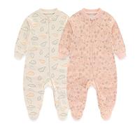 MAMIMAKA Pijama de una pieza para bebés recién nacidos, paquete de 2 pijamas con cremallera de 2 vías para jugar y dormir, Pies-5, 6-9 meses