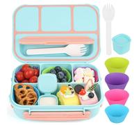 MaMix Bento - Lonchera para adultos y niños, 4 compartimentos, 1300 ml (azul pastel)