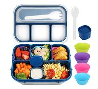 MaMix Lonchera Bento para adultos, lonchera para niños, recipientes de almuerzo para adultos/niños/estudiantes, 1300 ml, 4 compartimentos para niños (azul)