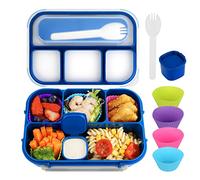 MaMix Lonchera Bento para adultos, niños, contenedores para adultos/niños/estudiantes, 1300 ml, 4 compartimentos (azul brillante)