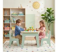MAMIZO Conjunto de Asientos Infantiles con 2 PCS sillas, Mesa Infantil, Muebles Infantiles para habitación de los niños, Espacio de Almacenamiento, Juego de sillas de Mesa para niños, Verde
