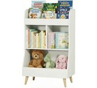 MAMIZO Estantería Infantil 5 Estantes,Mueble Juguetes Organizador, Estantería Montessori,Librería Infantil,para Guardería Sala de Juegos,con 2 Estantes, 3 Compartimentos,94 × 62 × 34 cm,Blanco