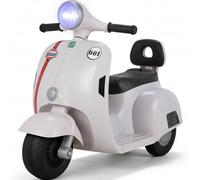 MAMIZO Moto Eléctrica Infantil 6 V, Motos electricas Infantiles de 3 Ruedas, con Adelante y atrás, Respaldo, Faro, USB, Pedales, música, 72x56x37 cm, 2km/h, máx 20kg, para niños 3-6 años, Blanco